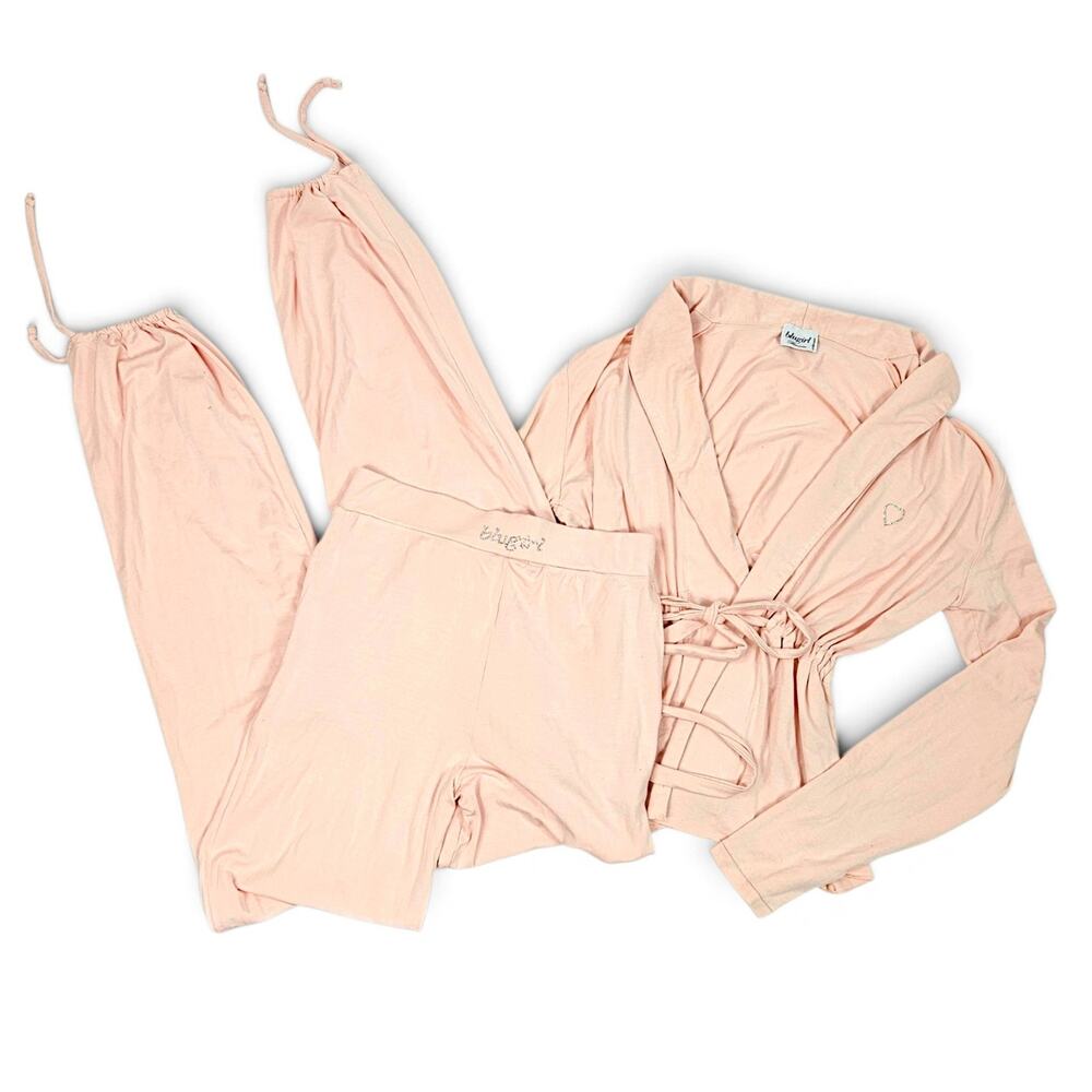 Blumarine Pink 2-Piece Loungewear Set Coquette Y2K Wrap Top & Pants - M